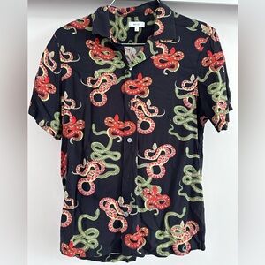 Reiss Snake Print Cuban Collar Shirt